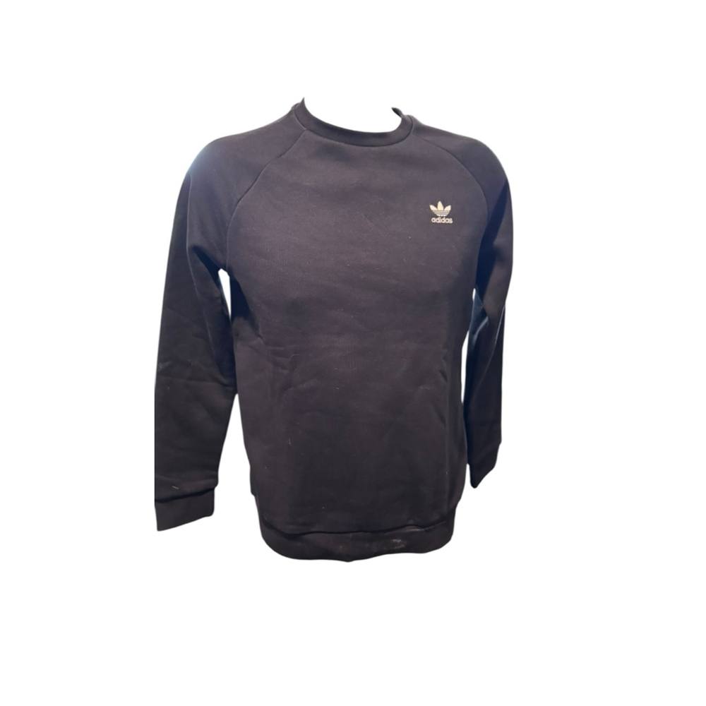 Men's Adidas Black Essential Crewneck Sweatshirt M with white Logo